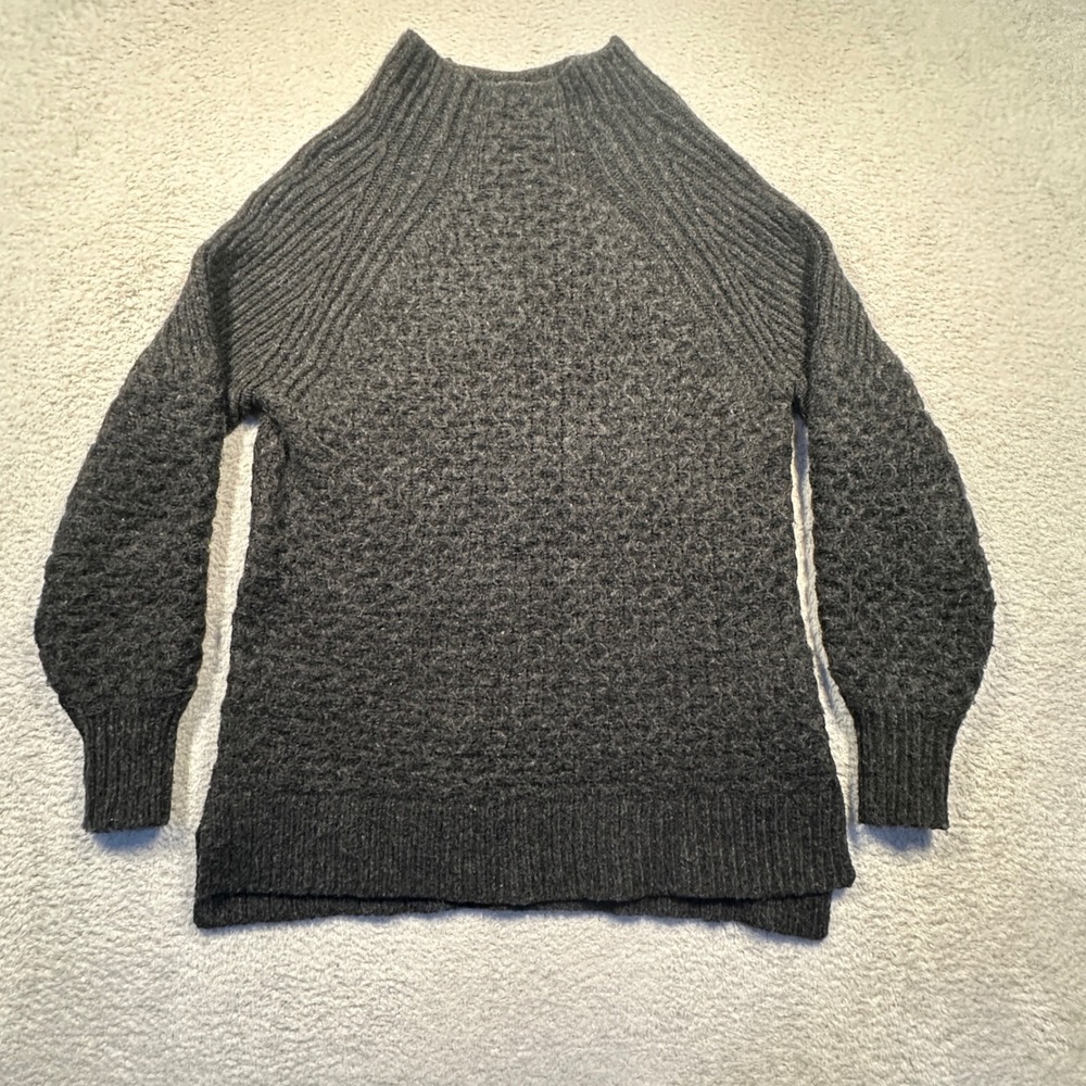 Anthropologie Bia Textured Mock Neck Sweater Alpaca Blend Charcoal Gray Women XS